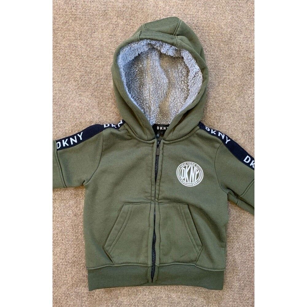 DKNY Kids Fleece Sherpa Hoodie Toddler 2T Full Zip Long Sleeve Jacket